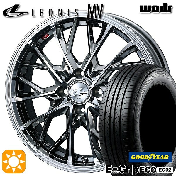 ライズ ロッキー 195/65R16 92V グッドイヤー エフィシェントグリップ EG02 Weds レオニス MV BMCMC (ブラックメタルコート ミラーカット) 16インチ 6.0J 4H100 サマータイヤホイールセット｜タイヤホイール激安王国 81,455円