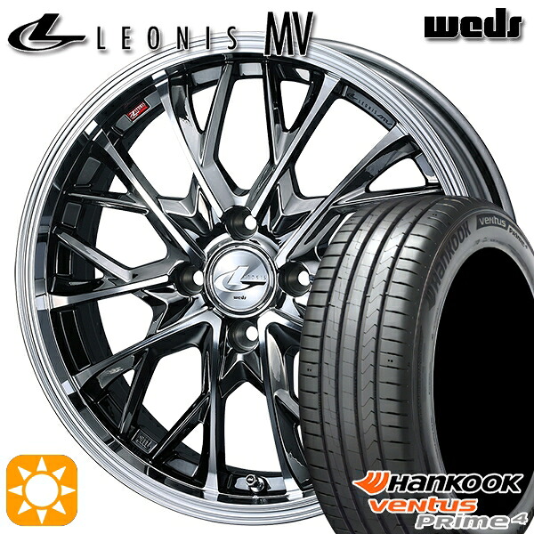 205/45R17 88V XL ハンコック ベンタスプライム4 K135 Weds レオニス MV BMCMC (ブラックメタルコート ミラーカット) 17インチ 6.5J 4H100 サマータイヤホイールセット｜タイヤホイール激安王国