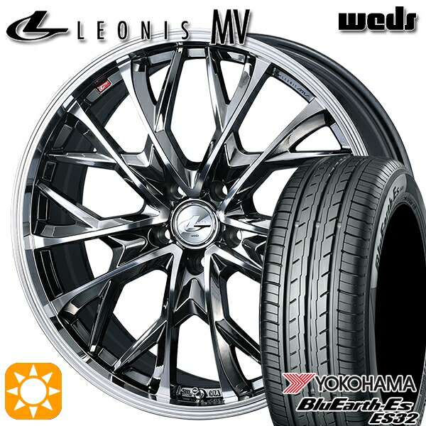 215/45R17 91V XL ヨコハマ ブルーアース ES32 Weds レオニス MV BMCMC (ブラックメタルコート ミラーカット) 17インチ 7.0J 5H114.3 サマータイヤホイールセット|タイヤホイール激安王国