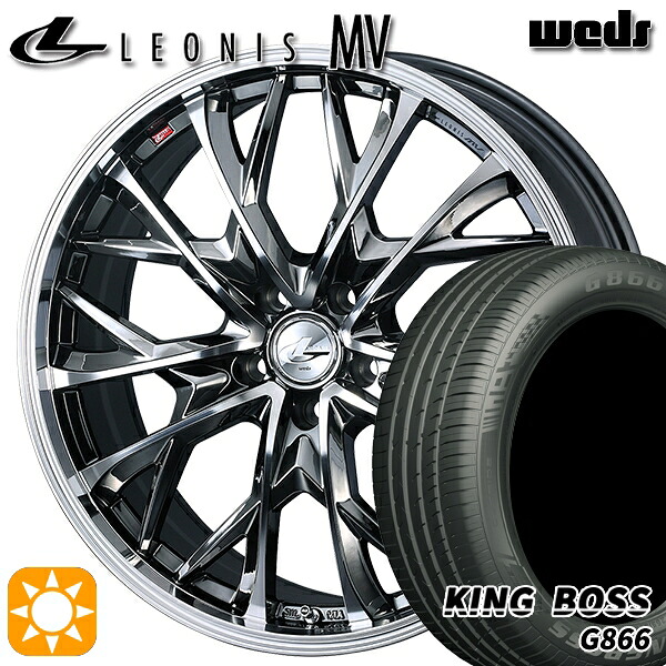 245/40R19 98W XL キングボス G866 Weds レオニス MV BMCMC (ブラックメタルコート ミラーカット) 19インチ 7.5J 5H114.3 サマータイヤホイールセット