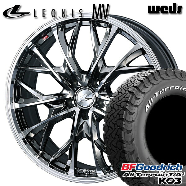 225/70R16 102/99S RWL BFグッドリッチ オールテレーン T/A KO3 Weds レオニス MV BMCMC (ブラックメタルコート ミラーカット) 16インチ 6.5J 5H114.3 サマータイヤホイールセット｜タイヤホイール激安王国 108,900円