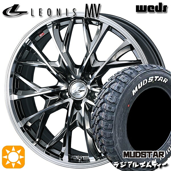 225/70R16 103S マッドスター ラジアル M/T ホワイトレター Weds レオニス MV BMCMC (ブラックメタルコート ミラーカット) 16インチ 6.5J 5H114.3 サマータイヤホイールセット