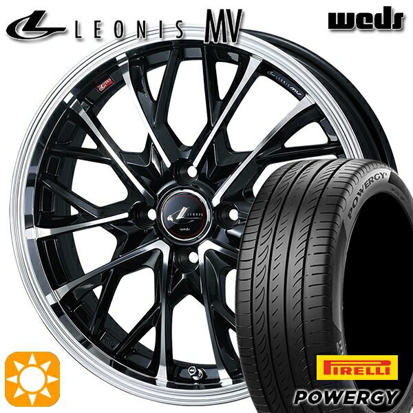 205/45R17 88W XL ピレリ パワジー Weds レオニス MV PBMC (パールブラック/ミラーカット) 17インチ 6.5J 4H100 サマータイヤホイールセット
