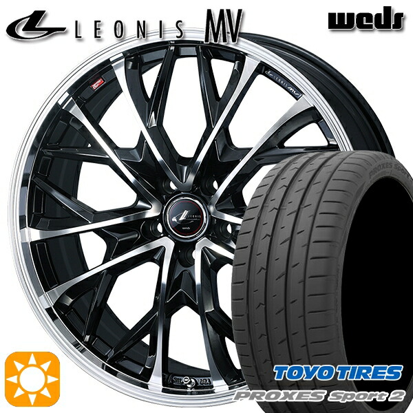 4/10ﾎﾟｲﾝﾄ10倍★225/35R19 88Y XL トーヨー プロクセススポーツ2 Weds レオニス MV PBMC (パールブラック/ミラーカット) 19インチ 7.5J 5H114.3 サマータイヤホイールセット