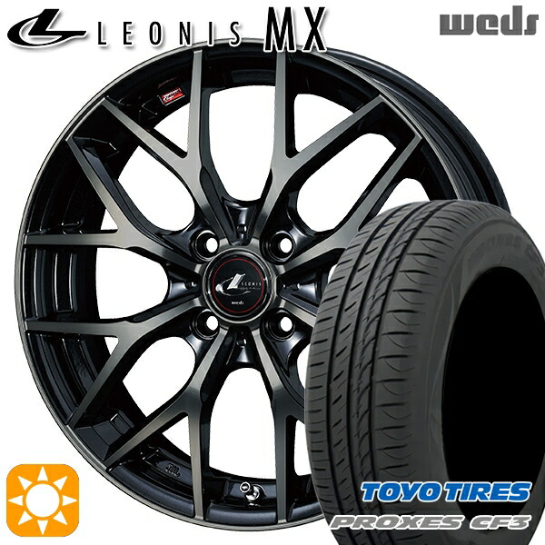 アクア デミオ ノート 195/55R16 91V XL トーヨー プロクセス CF3 Weds レオニス MX PBMC/TI (パールブラック ミラーカット/チタントップ) 16インチ 6.0J 4H100 サマータイヤホイールセット