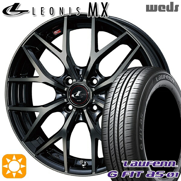 4/10ﾎﾟｲﾝﾄ10倍★マツダ2 ノート 185/65R15 88H ラウフェン G FIT as-01 LH42 Weds レオニス MX PBMC/TI (パールブラック ミラーカット/チタントップ) 15インチ 5.5J 4H100 サマータイヤホイールセット