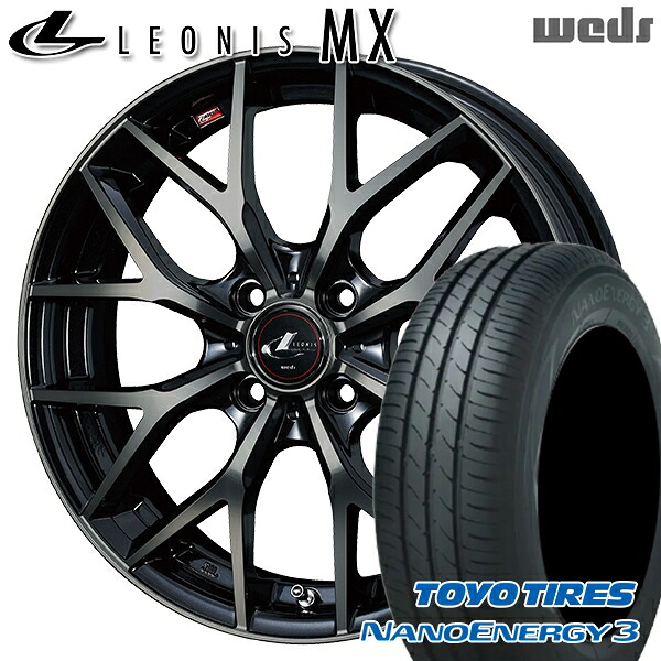 エブリィワゴン 165/60R14 75H トーヨー ナノエナジー3 Weds レオニス MX PBMC/TI (パールブラック ミラーカット/チタントップ) 14インチ 4.5J 4H100 サマータイヤホイールセット