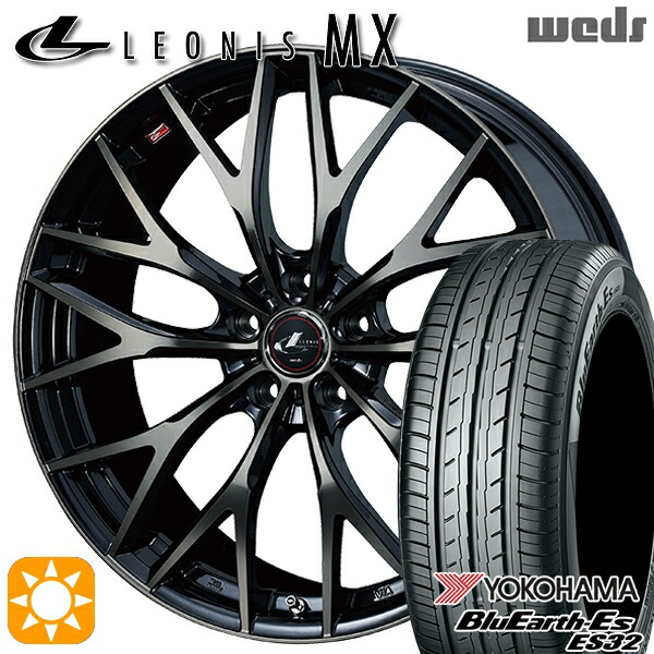 225/40R18 92W XL ヨコハマ ブルーアース ES32 Weds レオニス MX PBMC/TI (パールブラック ミラーカット/チタントップ) 18インチ 7.0J 5H114.3 サマータイヤホイールセット 123,100円