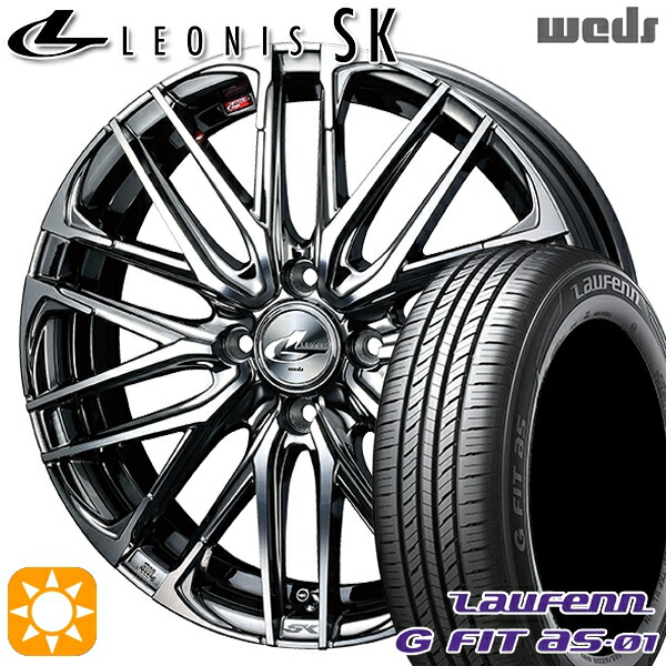 マツダ2 ノート 195/55R16 87V ラウフェン G FIT as-01 LH42 Weds レオニス SK BMCMC (ブラックメタルコート ミラーカット) 16インチ 6.0J 4H100 サマータイヤホイールセット