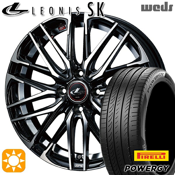 マツダ2 ノート 205/45R17 88W XL ピレリ パワジー Weds レオニス SK PBMC (パールブラック ミラーカット) 17インチ 6.5J 4H100 サマータイヤホイールセット