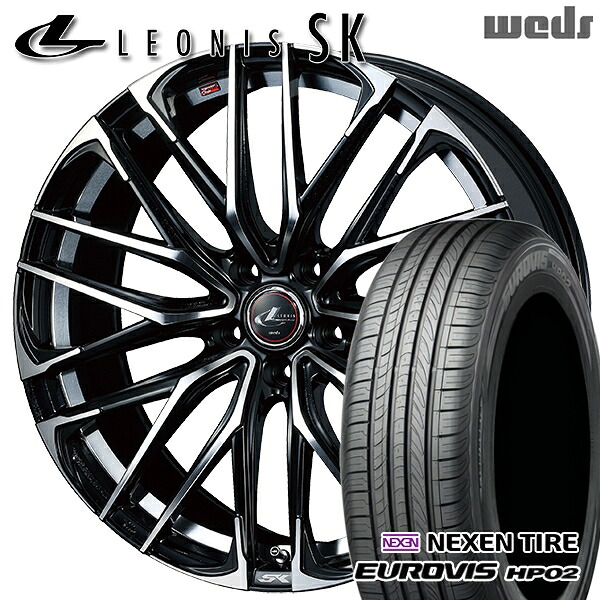 185/65R15 ネクセン ロードストーン ユーロビズ HP02 Weds レオニス SK PBMC (パールブラック ミラーカット) 15インチ 6.0J 5H114.3 サマータイヤホイールセット