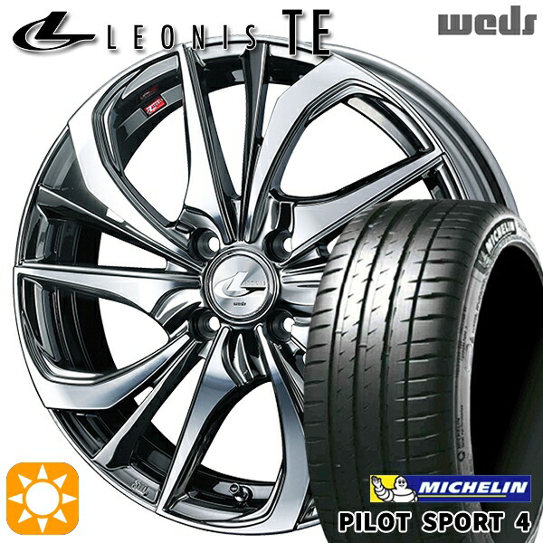 アクア ヤリス 195/45R17 81W ミシュラン パイロットスポーツ4 Weds レオニス TE BMCMC (ブラックメタルコート/ミラーカット) 17インチ 6.5J 4H100 サマータイヤホイールセット