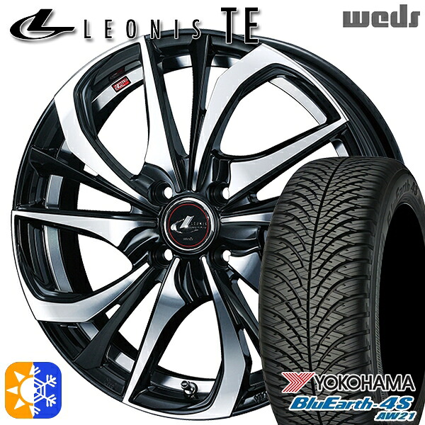 215/70R16 100/97R RWL ヨコハマ ブルーアース 4S AW21 Weds レオニス TE PBMC (パールブラック ミラーカット) 16インチ 6.0J 4H100 オールシーズンタイヤホイールセット