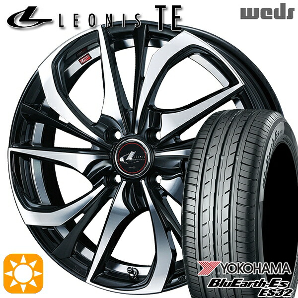 ウェイク 165/55R15 75V ヨコハマ ブルーアース ES32 Weds レオニス TE PBMC (パールブラック ミラーカット) 15インチ 4.5J 4H100 サマータイヤホイールセット
