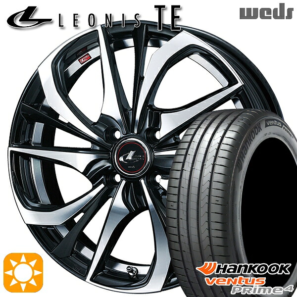 195/55R16 87V ハンコック ベンタスプライム4 K135 Weds レオニス TE PBMC (パールブラック ミラーカット) 16インチ 6.0J 4H100 サマータイヤホイールセット