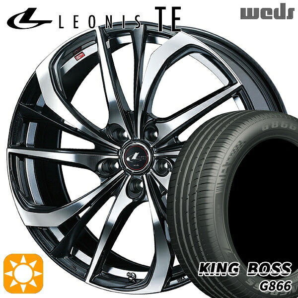 225/50R18 99W XL キングボス G866 Weds レオニス TE PBMC (パールブラック ミラーカット) 18インチ 7.0J 5H114.3 サマータイヤホイールセット