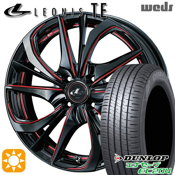 タフト 165/65R15 81Q ダンロップ エナセーブ EC204 Weds レオニス TE BK/SC[RED] (ブラック/SCマシニング[レッド]) 15インチ 4.5J 4H100 サマータイヤホイールセット