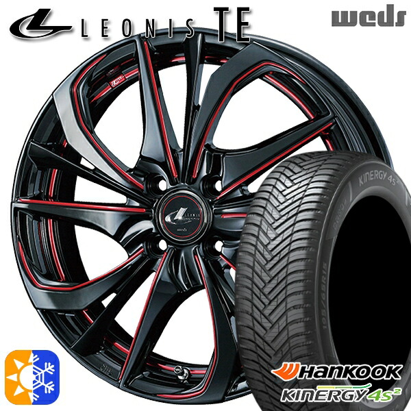 165/60R15 77H ハンコック KInERGy 4s 2 (H750) Weds レオニス TE BK/SC[RED] (ブラック/SCマシニング[レッド]) 15インチ 4.5J 4H100 オールシーズンタイヤホイールセット