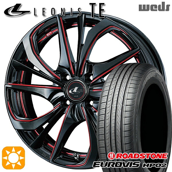 165/65R15 ネクセン ロードストーン ユーロビズ HP02 Weds レオニス TE BK/SC[RED] (ブラック/SCマシニング[レッド]) 15インチ 4.5J 4H100 サマータイヤホイールセット