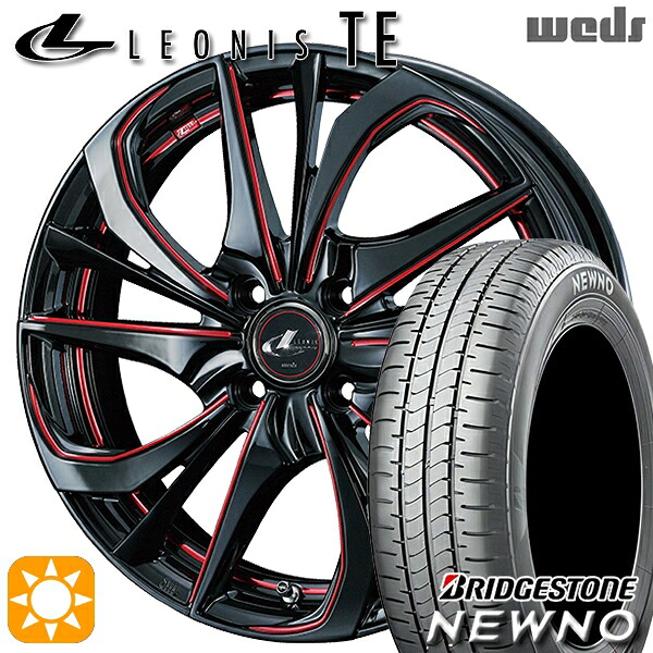 165/55R15 75V ブリヂストン ニューノ Weds レオニス TE BK/SC[RED] (ブラック/SCマシニング[レッド]) 15インチ 4.5J 4H100 サマータイヤホイールセット｜タイヤホイール激安王国