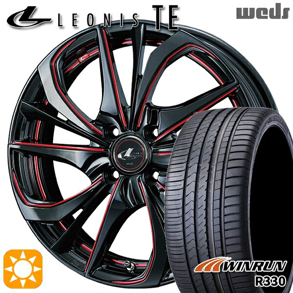 ウェイク 165/55R15 75H ウィンラン R330 Weds レオニス TE BK/SC[RED] (ブラック/SCマシニング[レッド]) 15インチ 4.5J 4H100 サマータイヤホイールセット｜タイヤホイール激安王国