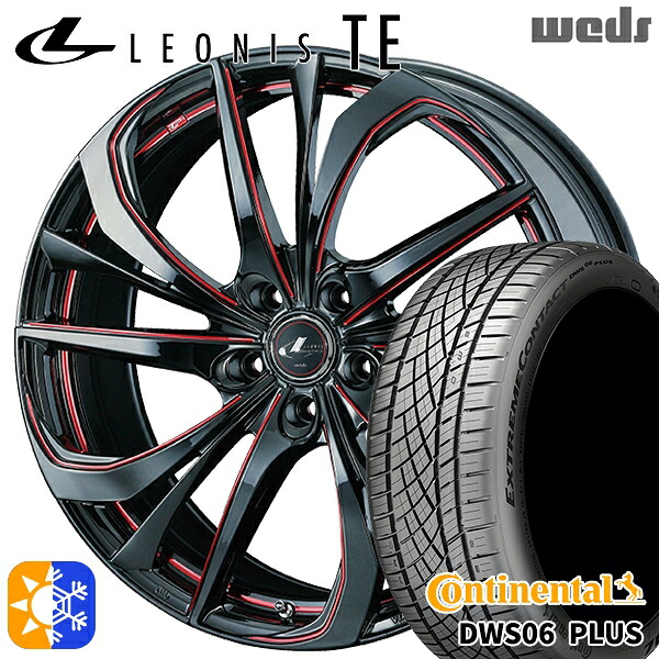 4/10ﾎﾟｲﾝﾄ10倍★225/50R18 95W コンチネンタル DWS06+ SUV Weds レオニス TE BK/SC[RED] (ブラック/SCマシニング[レッド]) 18インチ 8.0J 5H114.3 オールシーズンタイヤホイールセット