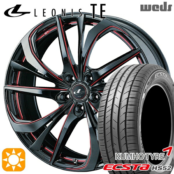 フォレスター 215/60R17 100V XL クムホ エクスタ HS52 Weds レオニス TE BK/SC[RED] (ブラック/SCマシニング[レッド]) 17インチ 7.0J 5H100 サマータイヤホイールセット
