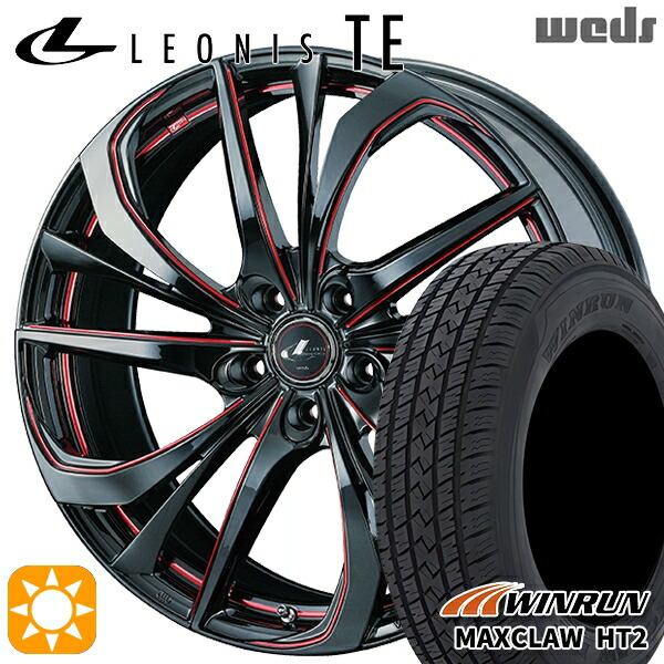 225/65R17 102H ウィンラン マックスクロウ HT2 Weds レオニス TE BK/SC[RED] (ブラック/SCマシニング[レッド]) 17インチ 7.0J 5H114.3 サマータイヤホイールセット