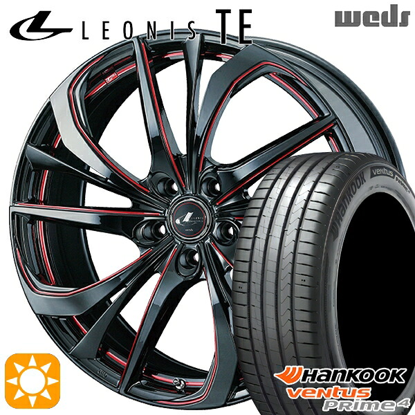 215/55R17 98W XL ハンコック ベンタスプライム4 K135 Weds レオニス TE BK/SC[RED] (ブラック/SCマシニング[レッド]) 17インチ 7.0J 5H100 サマータイヤホイールセット