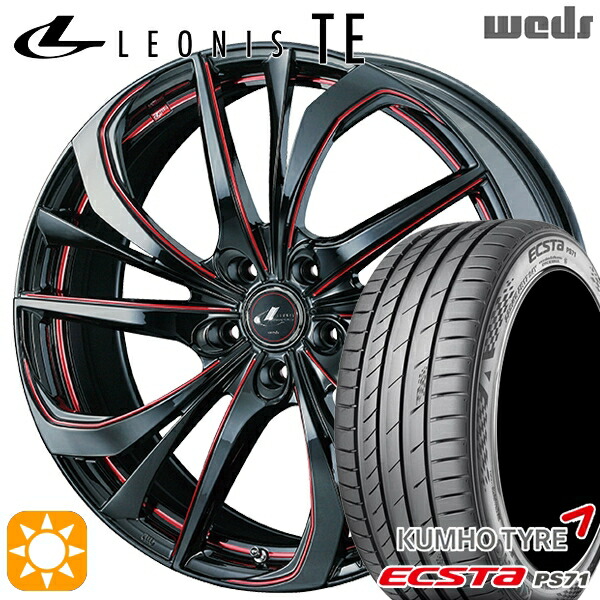 C-HR カローラクロス 225/45R19 96W XL クムホ エクスタ PS71 Weds レオニス TE BK/SC[RED] (ブラック/SCマシニング[レッド]) 19インチ 8.0J 5H114.3 サマータイヤホイールセット｜タイヤホイール激安王国