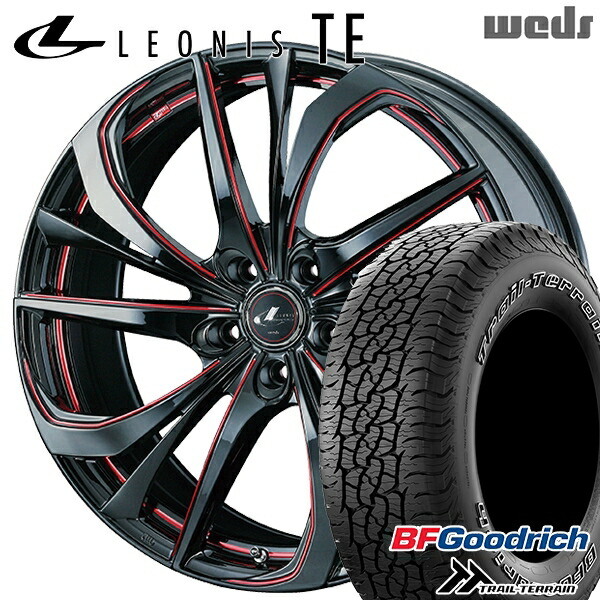 245/65R17 111T ORWL BFグッドリッチ トレールテレーン Weds レオニス TE BK/SC[RED] (ブラック/SCマシニング[レッド]) 17インチ 7.0J 5H114.3 サマータイヤホイールセット