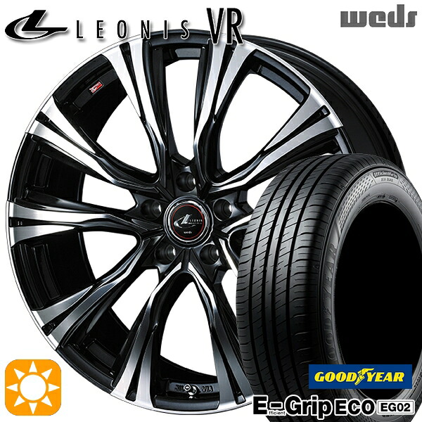 30/50プリウス カローラ 195/65R15 91H グッドイヤー エフィシェントグリップ EG02 Weds レオニス VR PBMC 15インチ 6.0J 5H100 サマータイヤホイールセット