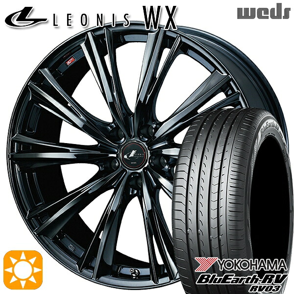 205/55R17 95V XL ヨコハマ ブルーアース RV03 Weds レオニス WX 17インチ 7.0J 5H114.3 BMC1（ブラックメタルコート ワン） サマータイヤホイールセット