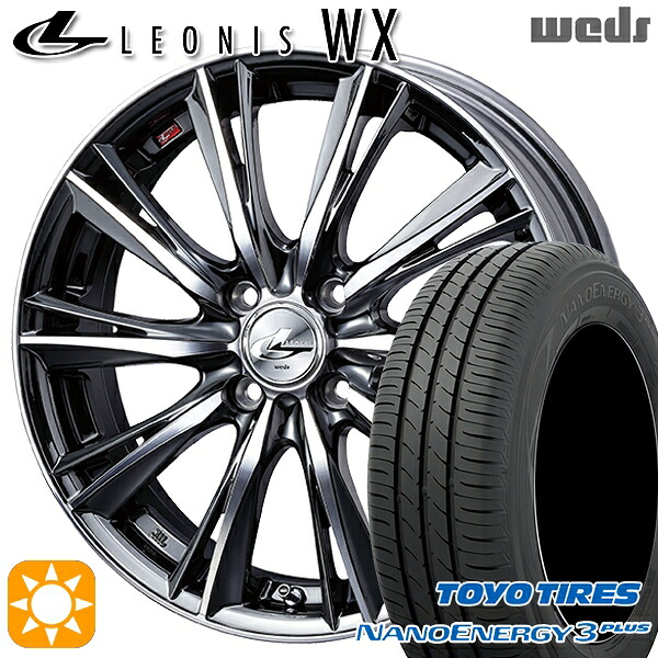 195/45R16 80W トーヨー ナノエナジー3プラス Weds レオニス WX BMCMC (ブラックメタルコート ミラーカット) 16インチ 6.0J 4H100 サマータイヤホイールセット