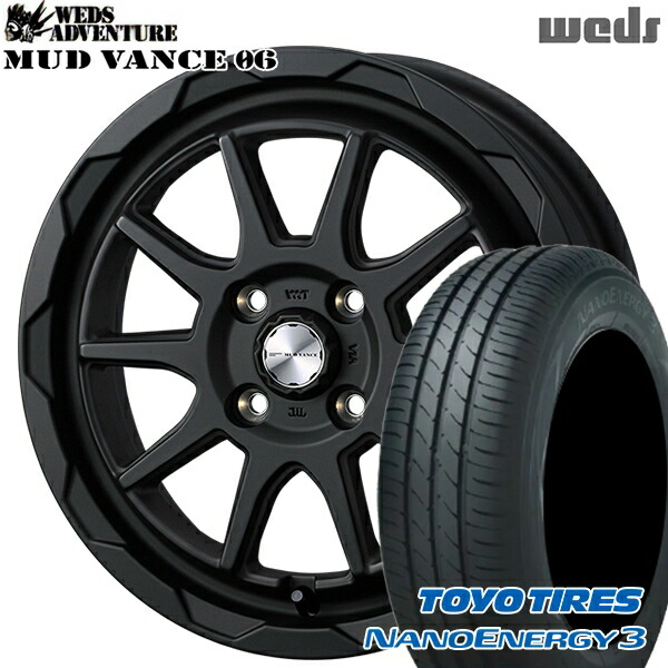 エブリィワゴン 165/60R14 75H トーヨー ナノエナジー3 Weds マッドヴァンス06 フルマットブラック 14インチ 4.5J 4H100 サマータイヤホイールセット