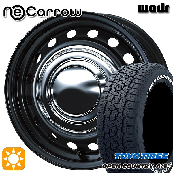 4/20ﾎﾟｲﾝﾄ10倍★200系ハイエース 195/80R15 107/105N LT トーヨー オープンカントリーA/T3 ホワイトレター Weds ウェッズ ネオキャロ セミマットブラック/クロームキャップ 15インチ 6.0J 6H139.7 +35 サマータイヤホイールセット