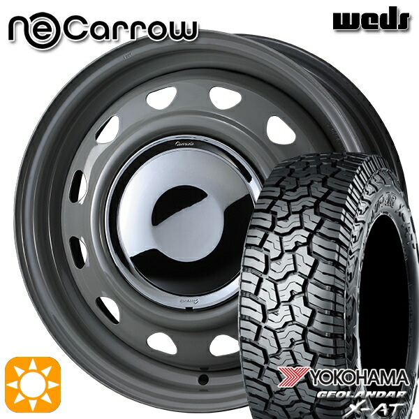 アゲトラ165/65R14 81/78Q ヨコハマ ジオランダーX-AT G016 Weds ウェッズ ネオキャロ グレー/クロームキャップ 14インチ 4.5J 4H100 +45 サマータイヤホイールセット|タイヤホイール激安王国
