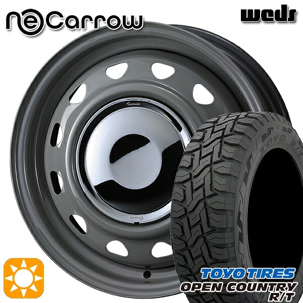 4/10ﾎﾟｲﾝﾄ10倍★155/65R14 75Q トーヨー オープンカントリー R/T Weds ウェッズ ネオキャロ グレー/クロームキャップ 14インチ 4.5J 4H100 +45 サマータイヤホイールセット