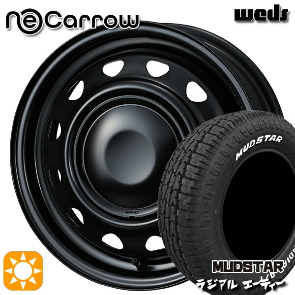 155/65R14 75S マッドスター ラジアル A/T ホワイトレター Weds ネオキャロ セミマットブラック/セミマットブラックキャップ 14インチ 4.5J 4H100 +45 サマータイヤホイールセット