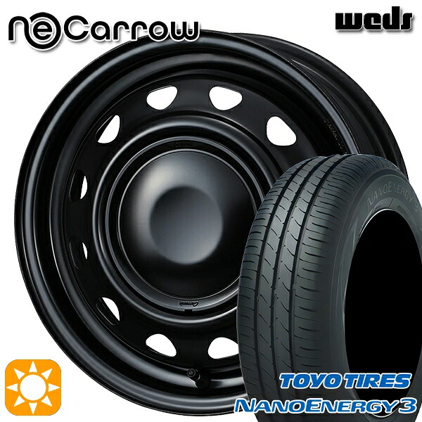 165/60R14 75H トーヨー ナノエナジー3 Weds ネオキャロ セミマットブラック/セミマットブラックキャップ 14インチ 4.5J 4H100 +45 サマータイヤホイールセット