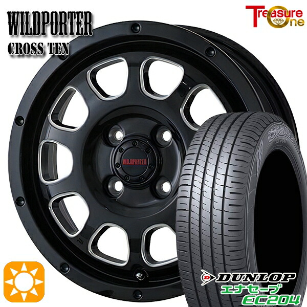 4/10ﾎﾟｲﾝﾄ10倍★165/50R15 76V XL ダンロップ エナセーブ EC204 トレジャーワン ワイルドポーター クロステン BK/SM 15インチ 4.5J 4H100 サマータイヤホイールセット