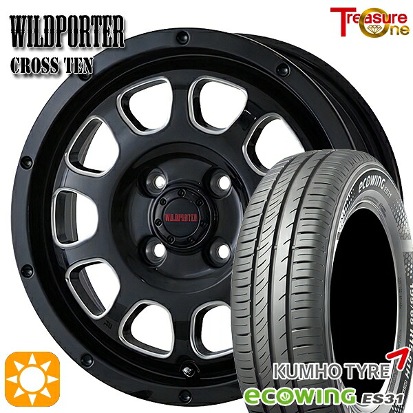 155/65R14 75T クムホ エコウィング ES31 トレジャーワン ワイルドポーター クロステン BK/SM 14インチ 4.5J 4H100 サマータイヤホイールセット
