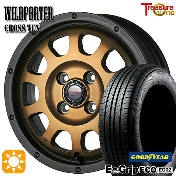 アクア クロスビー 185/55R16 83V グッドイヤー エフィシェントグリップ EG02 トレジャーワン ワイルドポーター クロステン ブロンズ 16インチ 6.0J 4H100 サマータイヤホイールセット|タイヤホイール激安王国