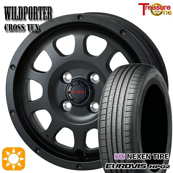 165/65R14 ネクセン ロードストーン ユーロビズ HP02 トレジャーワン ワイルドポーター クロステン マットブラック 14インチ 4.5J 4H100 サマータイヤホイールセット