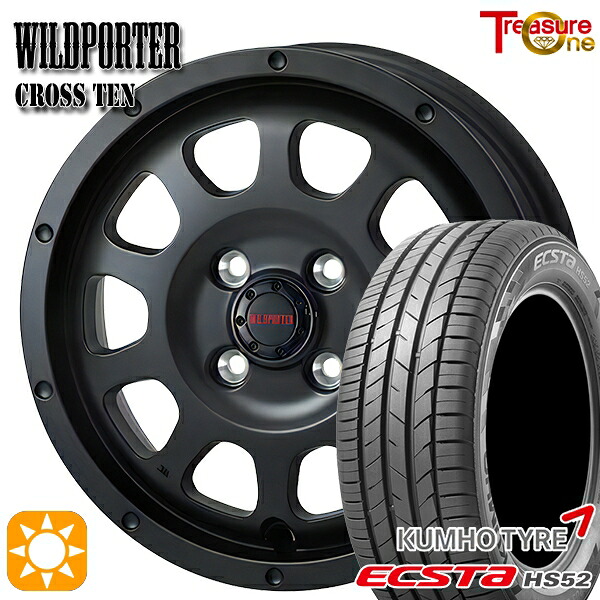 195/45R16 84V XL クムホ エクスタ HS52 トレジャーワン ワイルドポーター クロステン マットブラック 16インチ 6.0J 4H100 サマータイヤホイールセット
