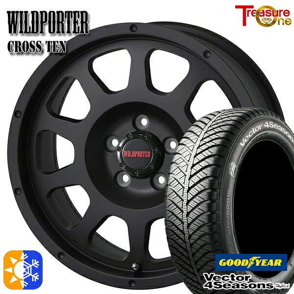 225/55R17 101H XL グッドイヤー ベクター フォーシーズンズ トレジャーワン ワイルトポーター クロス10 17インチ 7.5J 5H114.3 マットブラック オールシーズンタイヤホイールセット