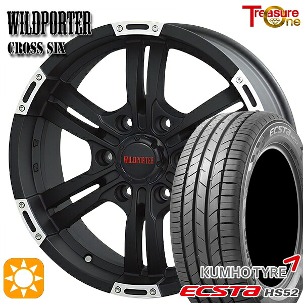 215/60R17 100V XL クムホ エクスタ HS52 トレジャーワン ワイルドポーター クロスシックス マットブラックポリッシュ 17インチ 6.5J 6H139.7 サマータイヤホイールセット|タイヤホイール激安王国