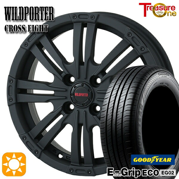 155/65R14 75S グッドイヤー エフィシェントグリップ エコ EG02 トレジャーワン ワイルドポーター クロスエイト マットブラック 14インチ 4.5J 4H100 +45 サマータイヤホイールセット