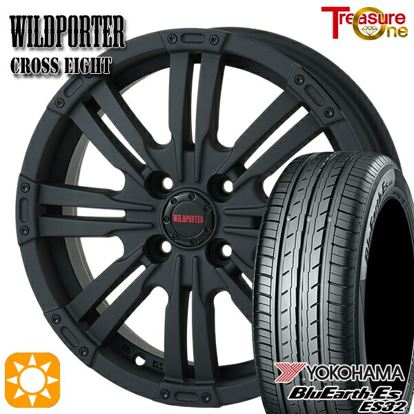 ハスラー ソリオ 165/60R15 77H ヨコハマ ブルーアース ES32 トレジャーワン ワイルドポーター クロスエイト マットブラック 15インチ 4.5J 4H100 +43 サマータイヤホイールセット