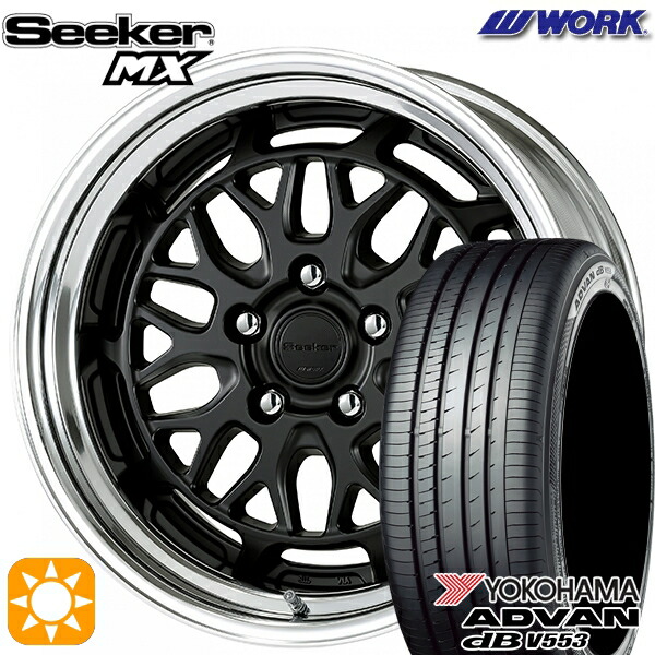 4/10ﾎﾟｲﾝﾄ10倍★リーフ レヴォーグ 215/50R17 95V XL ヨコハマ アドバンデシベル V553 WORK シーカー MX マットブラック 17インチ 7.0J 5H114.3 サマータイヤホイールセット
